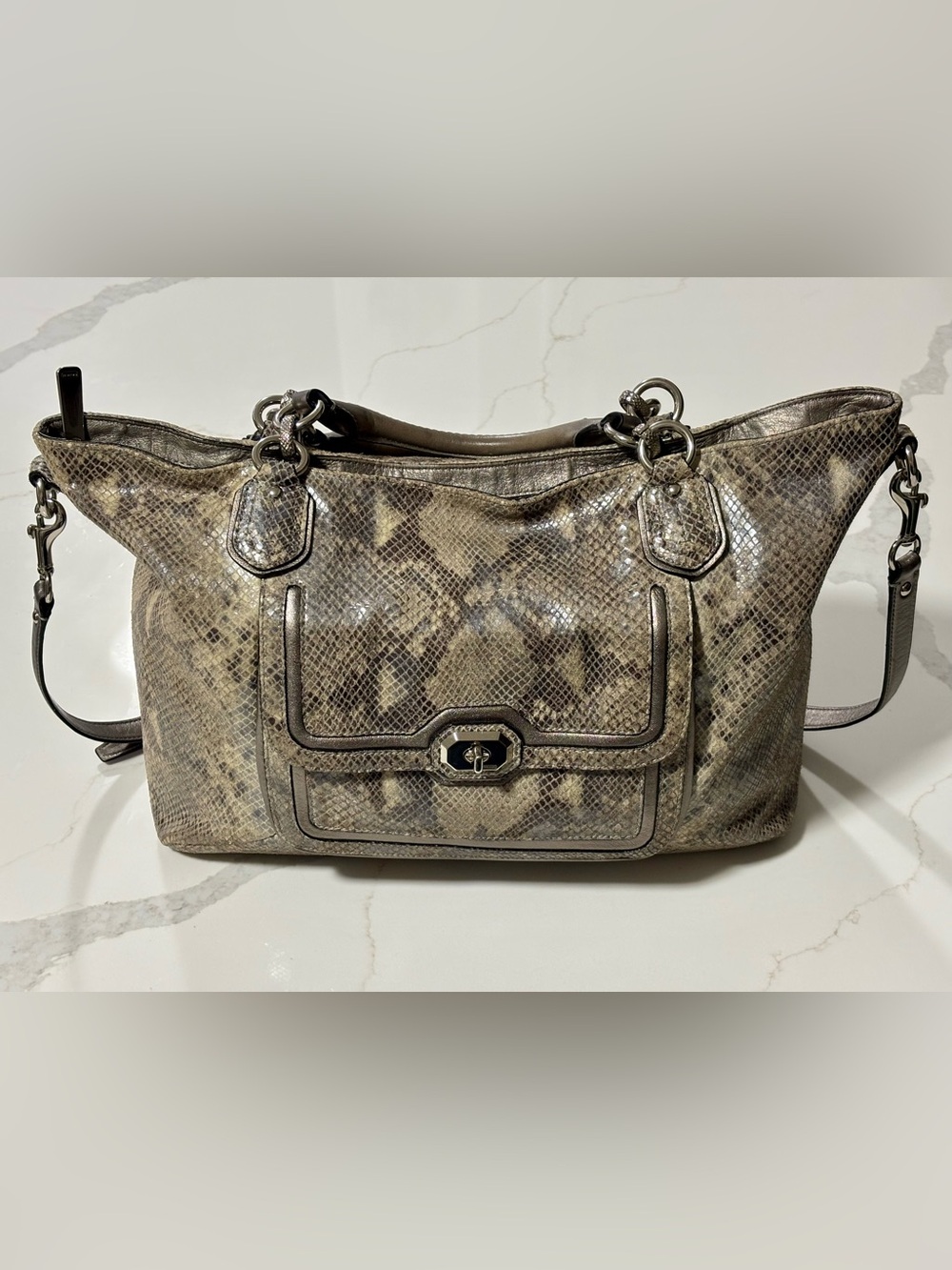 Coach Campbell Exotic Leather Snakeskin Embossed Satchel F24852